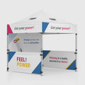 Promotional tent with motivational phrases on a white background